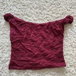 Lace Off-Shoulder Top - Burgundy